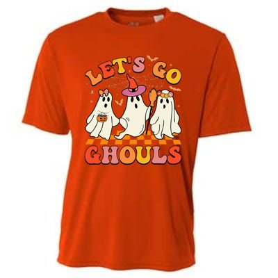 Groovy Lets Go Ghouls Halloween Ghost Cooling Performance Crew T-Shirt