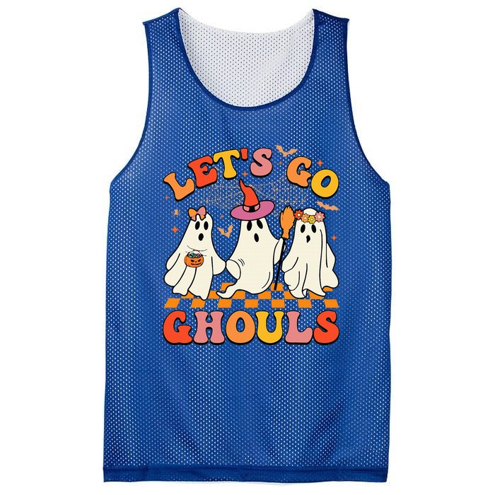 Groovy Lets Go Ghouls Halloween Ghost Mesh Reversible Basketball Jersey Tank