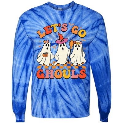 Groovy Lets Go Ghouls Halloween Ghost Tie-Dye Long Sleeve Shirt