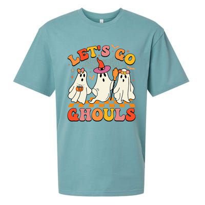 Groovy Lets Go Ghouls Halloween Ghost Sueded Cloud Jersey T-Shirt