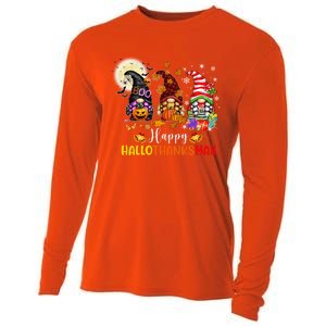 Gnomes Lover Halloween Merry Christmas Happy Hallothanksmas Gift Cooling Performance Long Sleeve Crew