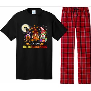 Gnomes Lover Halloween Merry Christmas Happy Hallothanksmas Gift Pajama Set