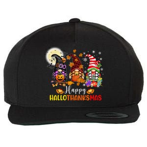 Gnomes Lover Halloween Merry Christmas Happy Hallothanksmas Gift Wool Snapback Cap