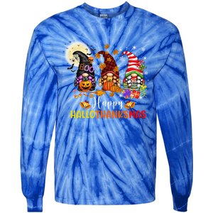 Gnomes Lover Halloween Merry Christmas Happy Hallothanksmas Gift Tie-Dye Long Sleeve Shirt