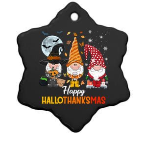 Gnomes Lover Halloween Merry Christmas Happy Hallothanksmas Gift Ceramic Star Ornament