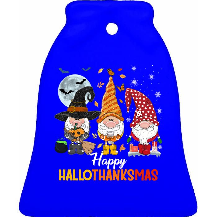 Gnomes Lover Halloween Merry Christmas Happy Hallothanksmas Gift Ceramic Bell Ornament