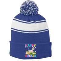 Goat Lover Happy Easter Bunny Goat Easter Sunday Gift Stripe Pom Pom Beanie