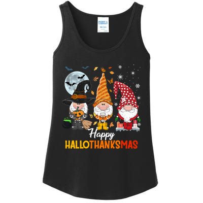 Gnomes Lover Halloween Merry Christmas Happy Hallothanksmas Ladies Essential Tank