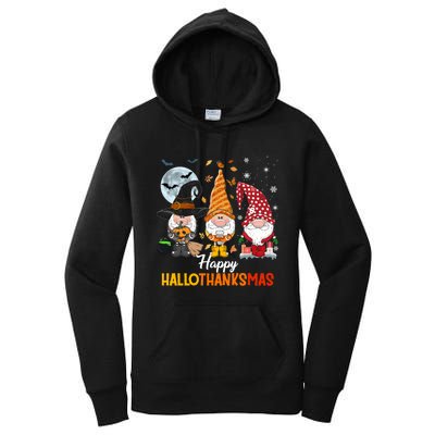 Gnomes Lover Halloween Merry Christmas Happy Hallothanksmas Women's Pullover Hoodie