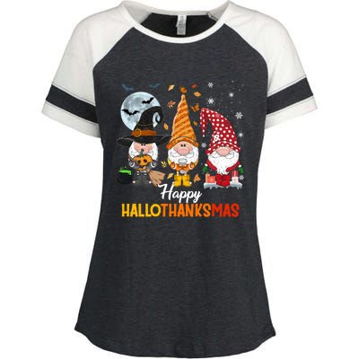 Gnomes Lover Halloween Merry Christmas Happy Hallothanksmas Enza Ladies Jersey Colorblock Tee