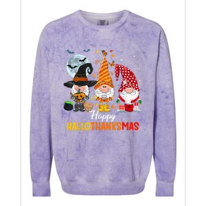 Gnomes Lover Halloween Merry Christmas Happy Hallothanksmas Colorblast Crewneck Sweatshirt