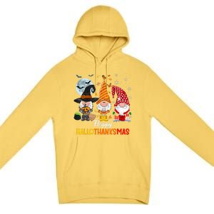 Gnomes Lover Halloween Merry Christmas Happy Hallothanksmas Premium Pullover Hoodie