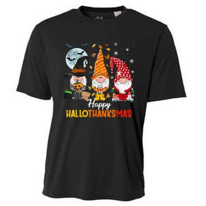 Gnomes Lover Halloween Merry Christmas Happy Hallothanksmas Cooling Performance Crew T-Shirt