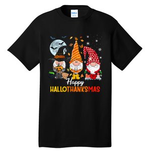 Gnomes Lover Halloween Merry Christmas Happy Hallothanksmas Tall T-Shirt