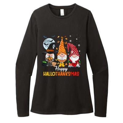 Gnomes Lover Halloween Merry Christmas Happy Hallothanksmas Womens CVC Long Sleeve Shirt