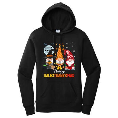 Gnomes Lover Halloween Merry Christmas Happy Hallothanksmas Women's Pullover Hoodie