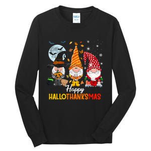 Gnomes Lover Halloween Merry Christmas Happy Hallothanksmas Tall Long Sleeve T-Shirt