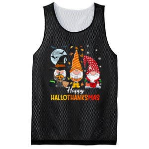 Gnomes Lover Halloween Merry Christmas Happy Hallothanksmas Mesh Reversible Basketball Jersey Tank