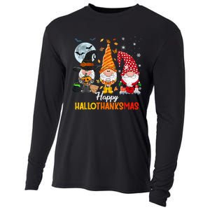 Gnomes Lover Halloween Merry Christmas Happy Hallothanksmas Cooling Performance Long Sleeve Crew