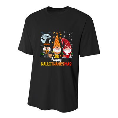 Gnomes Lover Halloween Merry Christmas Happy Hallothanksmas Youth Performance Sprint T-Shirt