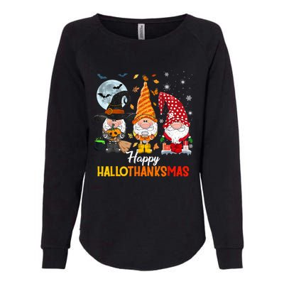 Gnomes Lover Halloween Merry Christmas Happy Hallothanksmas Womens California Wash Sweatshirt