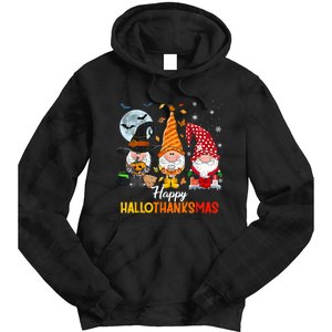 Gnomes Lover Halloween Merry Christmas Happy Hallothanksmas Tie Dye Hoodie