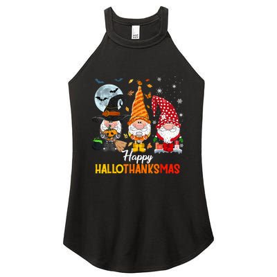 Gnomes Lover Halloween Merry Christmas Happy Hallothanksmas Women's Perfect Tri Rocker Tank