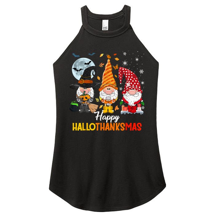 Gnomes Lover Halloween Merry Christmas Happy Hallothanksmas Women's Perfect Tri Rocker Tank