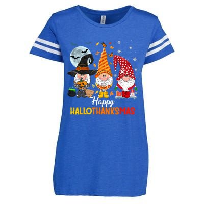 Gnomes Lover Halloween Merry Christmas Happy Hallothanksmas Enza Ladies Jersey Football T-Shirt