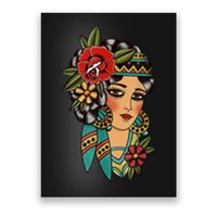 Gypsy Lady Head American Traditional Tattoo Design Poster