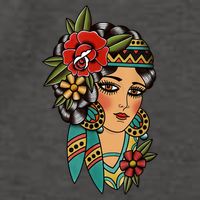 Gypsy Lady Head American Traditional Tattoo Design Vector Backpack