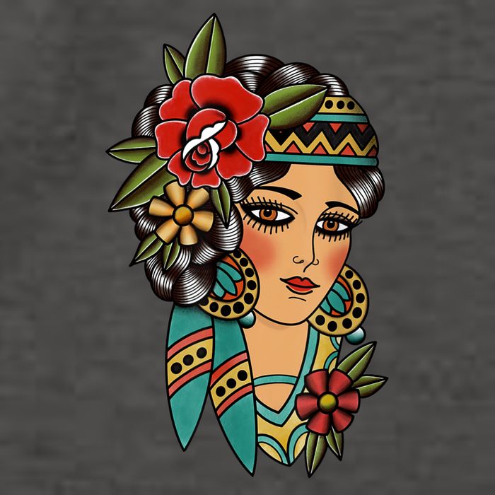 Gypsy Lady Head American Traditional Tattoo Design Vector Backpack