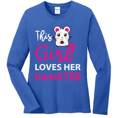 Girl Loves Her Hamster Cute Dwarf Hamster Funny Gift Ladies Long Sleeve Shirt