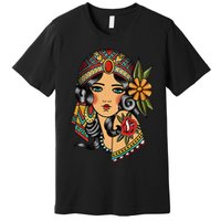 Gypsy Lady Head Fortune Teller American Traditional Tattoo Premium T-Shirt