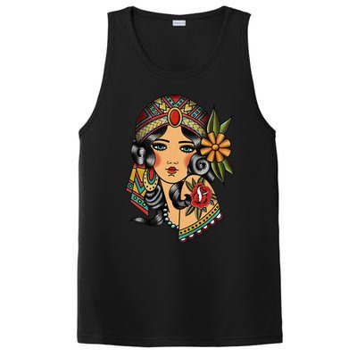 Gypsy Lady Head Fortune Teller American Traditional Tattoo PosiCharge Competitor Tank