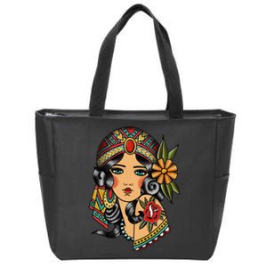 Gypsy Lady Head Fortune Teller American Traditional Tattoo Zip Tote Bag