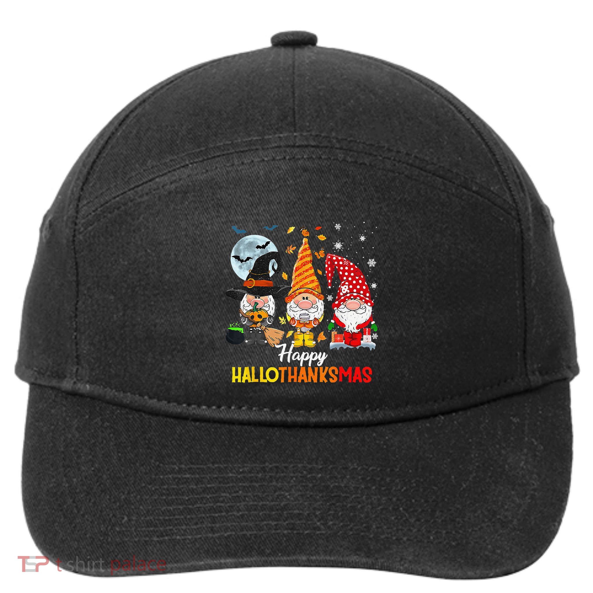 Gnomes Lover Halloween Merry Christmas Happy Hallothanksmas 7-Panel Snapback Hat