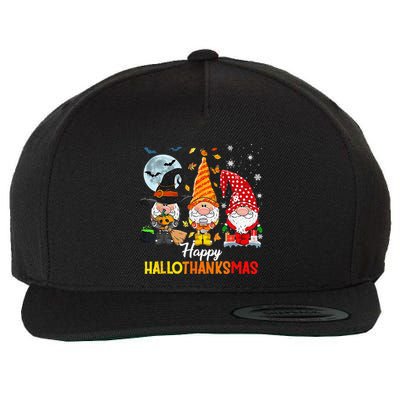 Gnomes Lover Halloween Merry Christmas Happy Hallothanksmas Wool Snapback Cap