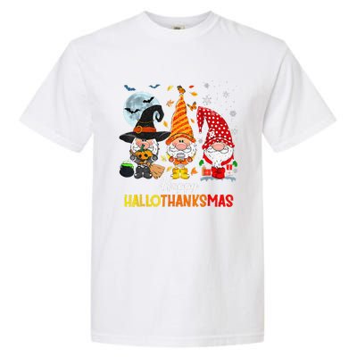 Gnomes Lover Halloween Merry Christmas Happy Hallothanksmas Garment-Dyed Heavyweight T-Shirt