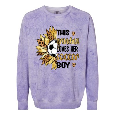 Grandma Loves Her Soccer Boy Soccer Player Grandmother Great Gift Colorblast Crewneck Sweatshirt