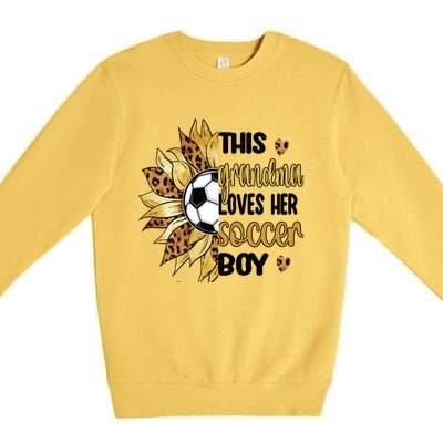 Grandma Loves Her Soccer Boy Soccer Player Grandmother Great Gift Premium Crewneck Sweatshirt