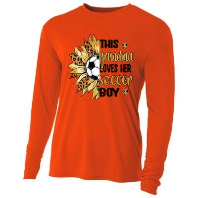 Grandma Loves Her Soccer Boy Soccer Player Grandmother Great Gift Cooling Performance Long Sleeve Crew