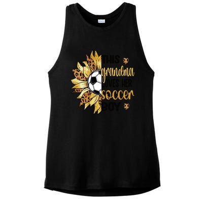 Grandma Loves Her Soccer Boy Soccer Player Grandmother Great Gift Ladies PosiCharge Tri-Blend Wicking Tank