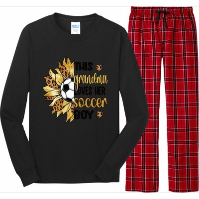 Grandma Loves Her Soccer Boy Soccer Player Grandmother Great Gift Long Sleeve Pajama Set