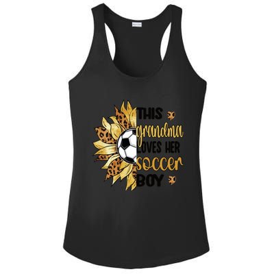 Grandma Loves Her Soccer Boy Soccer Player Grandmother Great Gift Ladies PosiCharge Competitor Racerback Tank