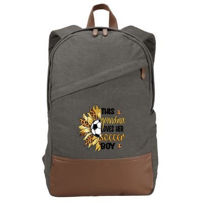 Grandma Loves Her Soccer Boy Soccer Player Grandmother Great Gift Cotton Canvas Backpack