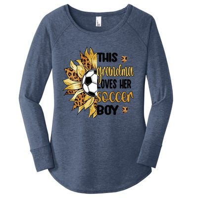 Grandma Loves Her Soccer Boy Soccer Player Grandmother Great Gift Women's Perfect Tri Tunic Long Sleeve Shirt