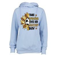 Grandma Loves Her Soccer Boy Soccer Player Grandmother Great Gift Womens Funnel Neck Pullover Hood