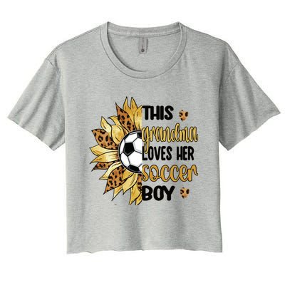 Grandma Loves Her Soccer Boy Soccer Player Grandmother Great Gift Women's Crop Top Tee