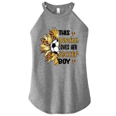 Grandma Loves Her Soccer Boy Soccer Player Grandmother Great Gift Women's Perfect Tri Rocker Tank